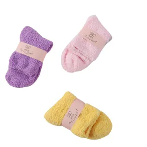 Coral fleece fuzzy sleeping socks for women, soft warm winter mid-tube socks 3 pairs