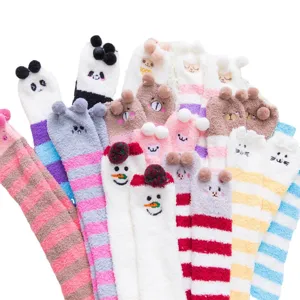 Donne simpatiche calze peluche ginocchio spesse calde inverno sonno disegno animale
