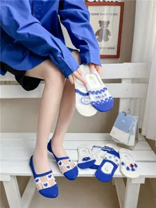 Women summer thin glass silk boat socks breathable mesh low cut invisible cute ankle socks
