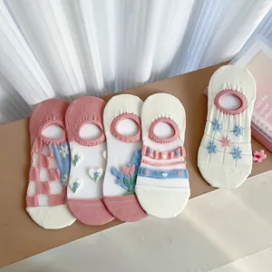 Summer thin glass silk women socks low cut breathable mesh invisible boat socks details