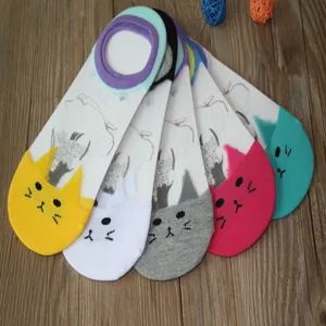 Women breathable shallow mouth invisible mesh boat socks summer cute cat design cute footwear