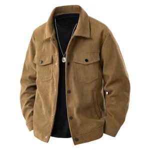 Giacca camicia in corduroy da uomo vintage a maniche lunghe casual autunnale capospalla