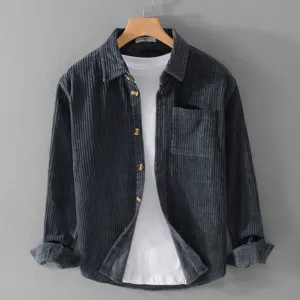 Mens corduroy long sleeve shirt casual button down jacket vintage outerwear for autumn spring