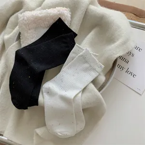 Calzini donna tubo medio cotone pettinato filato maculato stile giapponese minimalista
