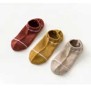 Japanese style striped women boat socks, thin low cut short socks in three colors for summer.