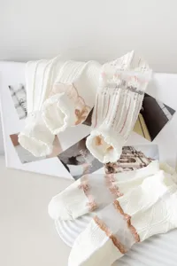 Japanese sweet lace short socks for women, breathable mesh cute floral summer ankle socks.