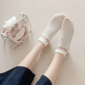 White mesh lace short socks for women, breathable summer Japanese style cute hosiery