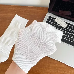 Calzini bianchi medi da donna, motivo a rombi, cotone pettinato, stile giapponese casual.