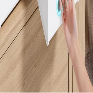 Detailed view of the white plastic storage box with blue indicator, showcasing clean design.