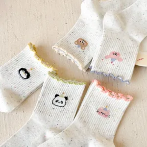 Spring summer cute cartoon women socks breathable lettuce edge sweet style soft socks