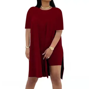 Casual solid color round neck short sleeve top and shorts two piece set for women summer.