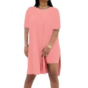 Casual two-piece set featuring a loose short-sleeve top and matching shorts for summer women.