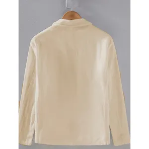 Hombres Casual Algodón Lino Blazer Color Sólido Simple Manga Larga Chaqueta Moda Top