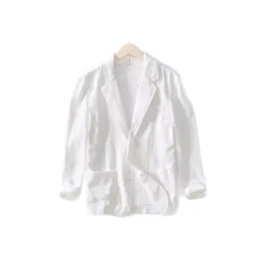 Blazer casual de lino para hombre chaqueta lisa de moda ropa de verano elegante top