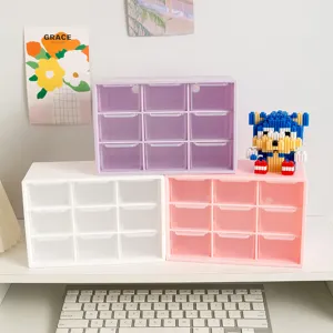 9-Grid Desktop Storage Box Clear Drawer Multi-functional Student Dormitory Organizer