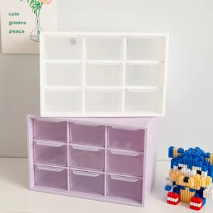 9-Grid Desktop Storage Box Transparent Drawer Organizer Multipurpose Plastic Container