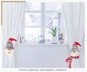 Christmas curtain tieback plush doll holder set Santa snowman home decor holiday accessory