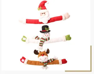 Christmas curtain tiebacks set plush Santa Claus snowman reindeer window decor cute