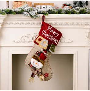 Detailed view of cute Christmas stocking featuring a 3D snowman, perfect for holiday home decor.