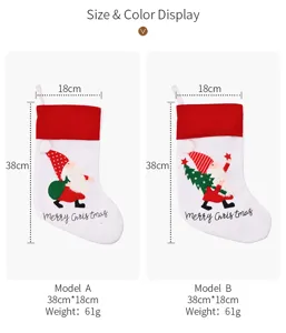 Christmas stocking embroidery Santa Claus gift bag holiday party home decoration 38x18cm
