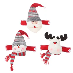 Christmas curtain tiebacks plush Santa snowman reindeer buckle holiday home decor 3pcs
