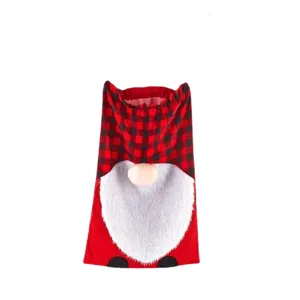 Christmas gnome buffalo plaid gift bag holiday decoration festive party home decor supplies.
