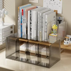 Clear acrylic desktop book organizer stand for office and student desktop storage
