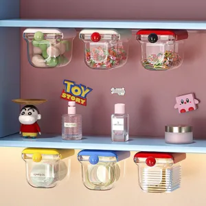 Clear hanging drawer storage box punch-free bathroom cosmetic cotton swab organizer shelf