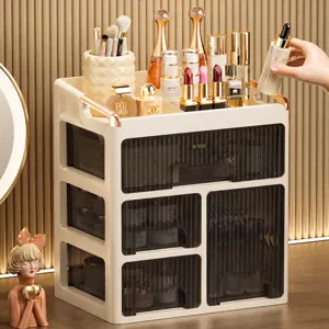 Cosmetic storage box large capacity desktop makeup organizer with drawers and dustproof clear lid