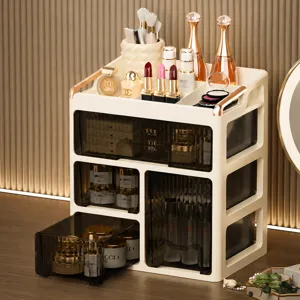 Desktop cosmetic storage box large capacity makeup organizer with drawers and dustproof lid
