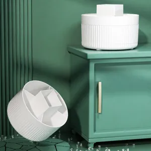 Desktop rotating storage box makeup brush holder cosmetic organizer desk vanity organizer.