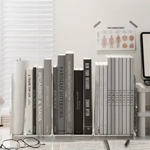 Transparent Acrylic Desktop Bookend File Organizer Office Student Book Storage Rack Clear Plastic Bookshelf Stand