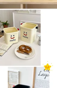 Mini desktop garbage can with pressing ring cute small waste basket for office dormitory
