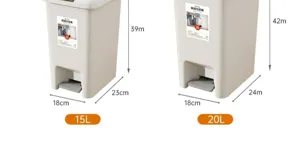 Poubelle a pedale de menage avec couvercle, disponible en capacite de 15L et 20L pour cuisine.