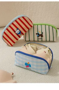 Waterproof portable underwear storage bag travel organizer for bras and intimate items, cute design.