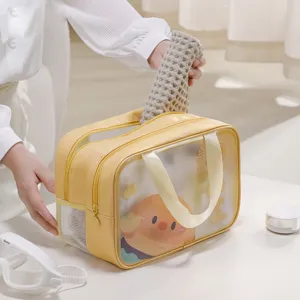 Bolso de aseo impermeable portátil con separación, gran bolsa de cosméticos de viaje para mujeres.