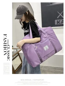 Large capacity purple travel duffel bag waterproof storage bag for clothes and quilts daily use