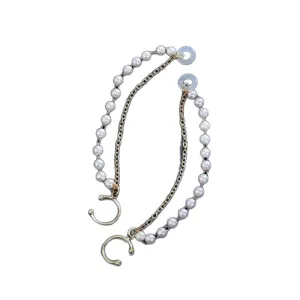 Pearl ear cuff chain anti-loss wireless headphone accessory fashion elegant double layer design