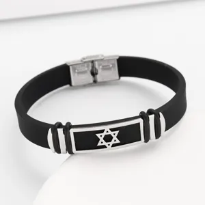 Bracciale da uomo in silicone e acciaio inossidabile con dettaglio stella di david.