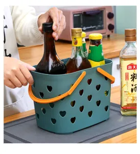 Portable shower basket plastic cute hollow bath caddy with handle for dorm college bathroom