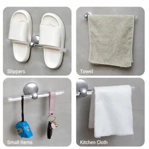 Punch-free acrylic towel bar bathroom wall mounted single pole storage rack for home organizing
