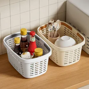 Plastic portable shower basket bathroom storage organizer hollow drain storage basket main image
