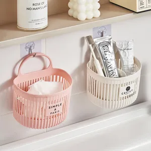 Plastic Wall Mounted Storage Basket Hanging Kitchen Garlic Ginger Organizer Bathroom Sundries Holder Small Storage Bin