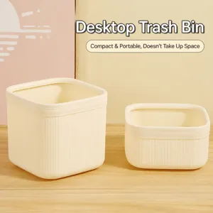 Mini Tischmülleimer in Cremeweiß süßer kleiner Plastikeimer für Büro Schreibtisch