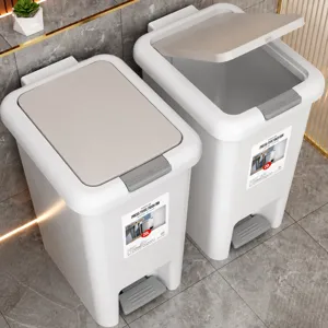 Poubelle en Plastique pour Ménage avec Couvercle Pédale Bac à Déchets pour Cuisine Salle de Bain Chambre Salon Grande Capacité