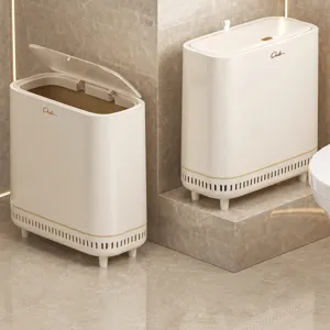 Poubelle de salle de bain étroite avec couvercle bac à déchets en plastique mince avec pieds