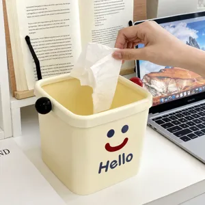 Mini desktop trash can cute small waste basket with pressing ring for office and dorm room use