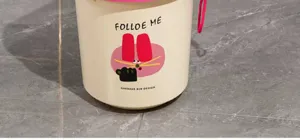 Cute cartoon trash can household waste bin with pink lid and lovely character print for room