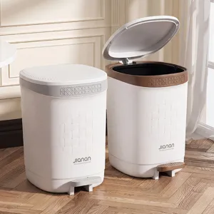 Poubelle à pédale domestique avec couvercle, grand bac en plastique pour cuisine et salle de bain
