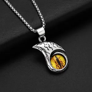 Men's vintage punk style evil eye pendant necklace alloy metal jewelry detail display